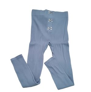 Zara - High Waist Seemless Leggings w/ Hook & Eye Fastening Blue Size: US M-L
